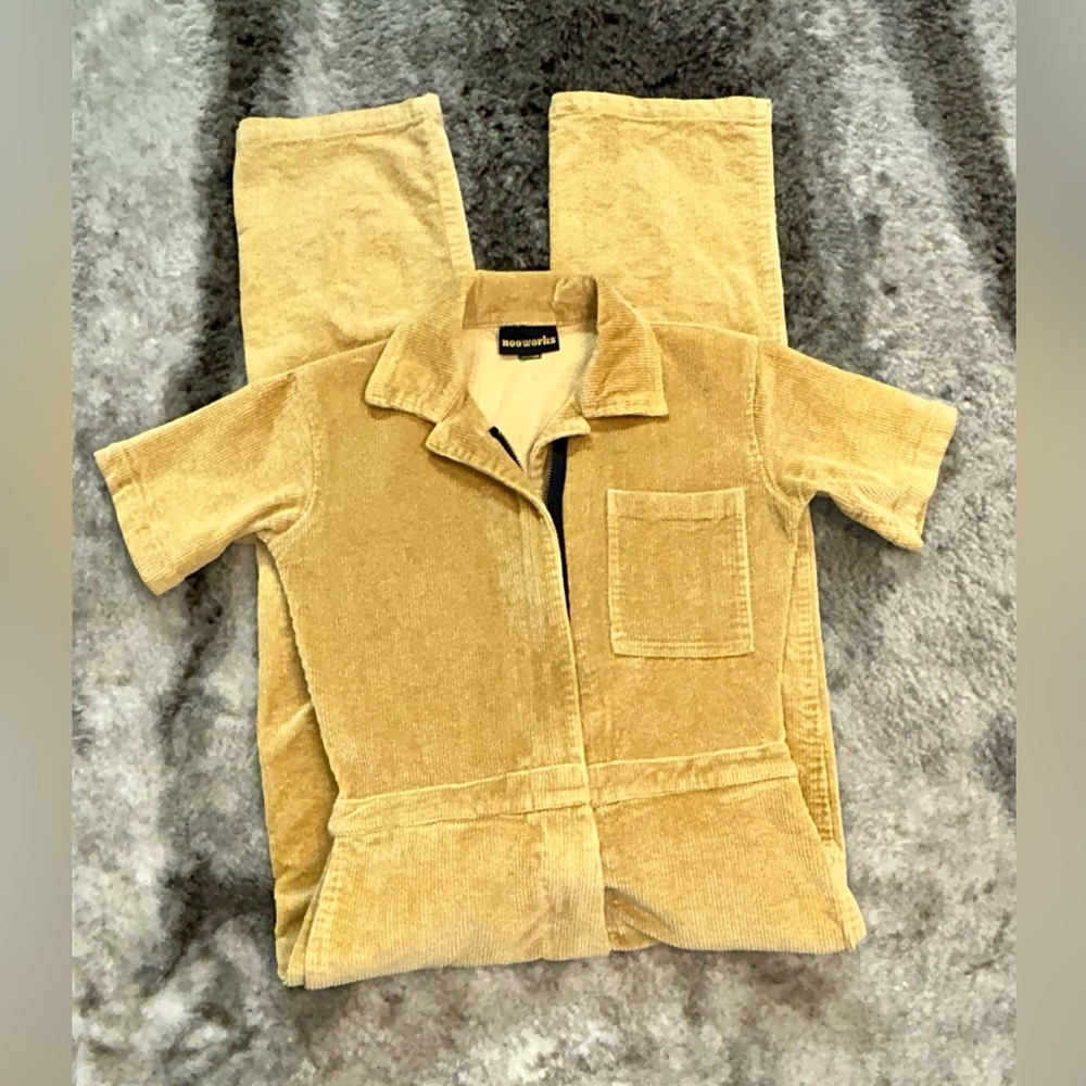 Nooworks Short Sleeve Coverall Style Corduroy Jumpsuit sz XXS